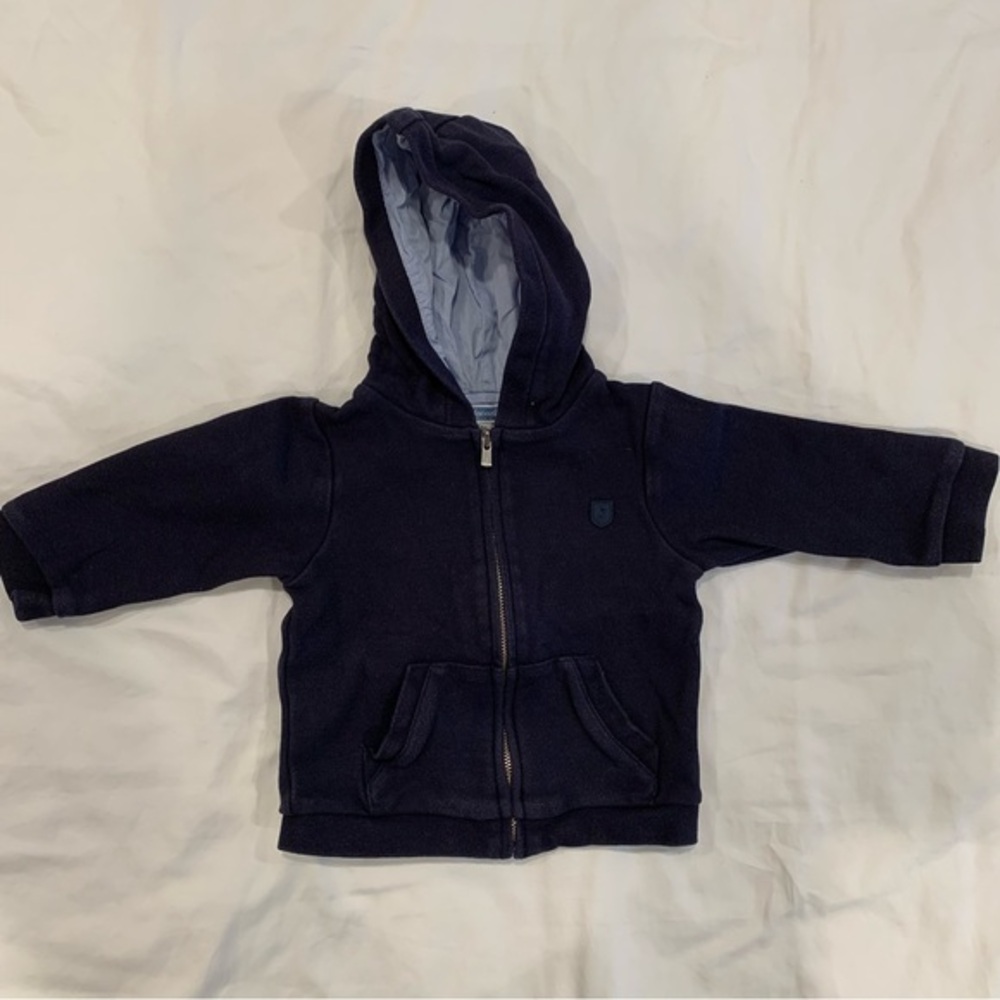 Jacadi Baby Boy Navy Blue Zip Up Hoodie - 12 Months